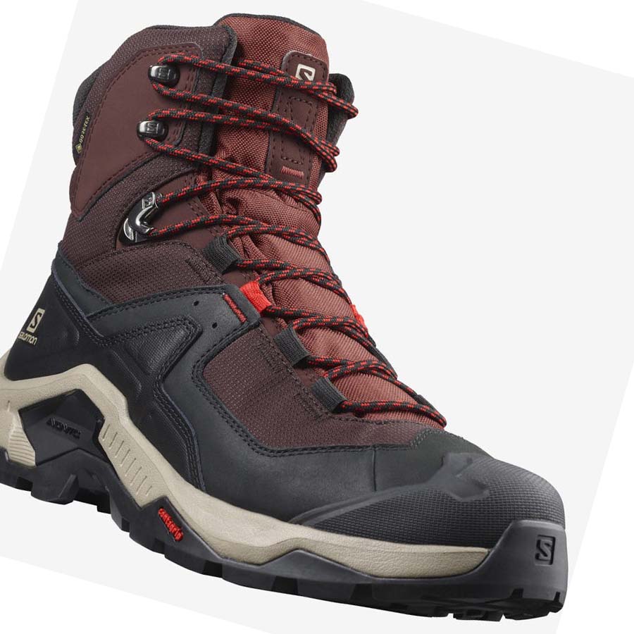 Tenis Senderismo Salomon QUEST ELEMENT GORE-TEX Hombre Grises Rojos | MX 3548AHK